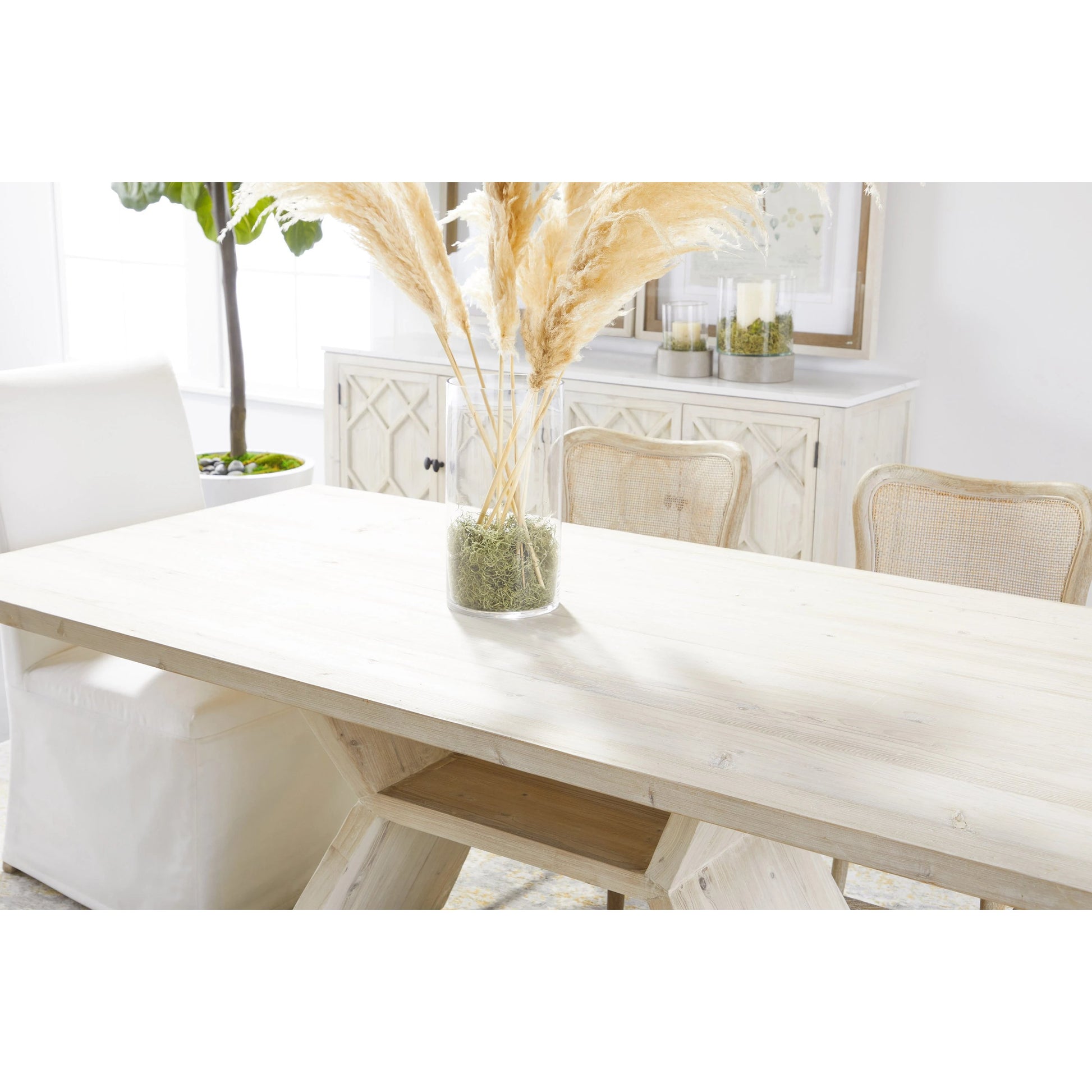 Willow Sideboard by Essentials For Living in white wash pine, white quartz. Made from solid pine wood, solid quartz in a modern style.