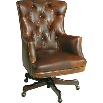 Bradley Executive Chair by Hooker Furniture in brown. Made from leather in a traditional style.