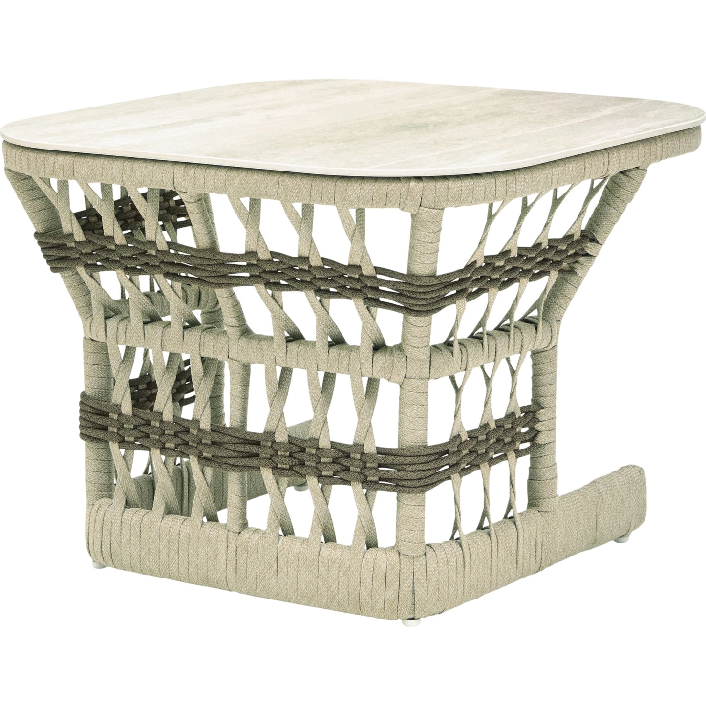 001 SI-2459925 | Primary Silo | Winder Indoor/Outdoor End Table by Surya in cream. Made from aluminum in a rustic style.