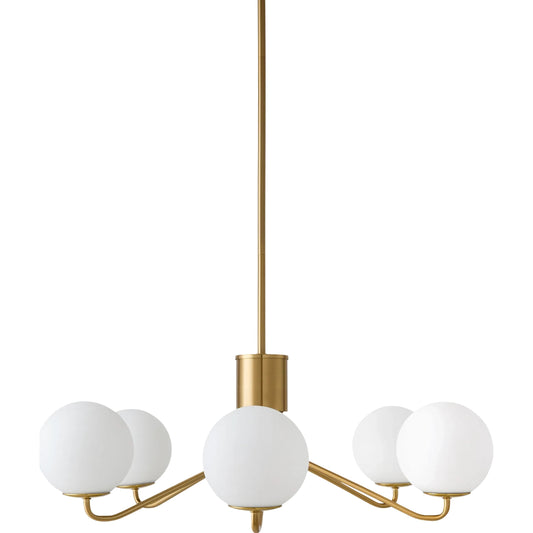 Wismar Chandelier by Livabliss in fixture: gold; shade: white; cord: white and plated, electroplated. Made from iron, glass in a unique style.