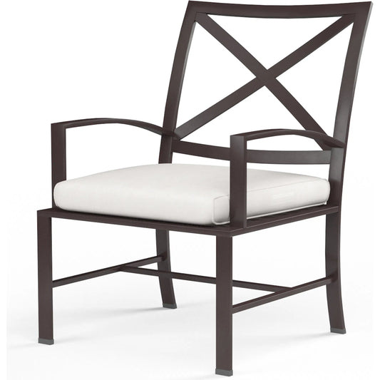 La Outdoor Jolla Dining Chair by Sunset West in espresso. Made from aluminum in a modern style.