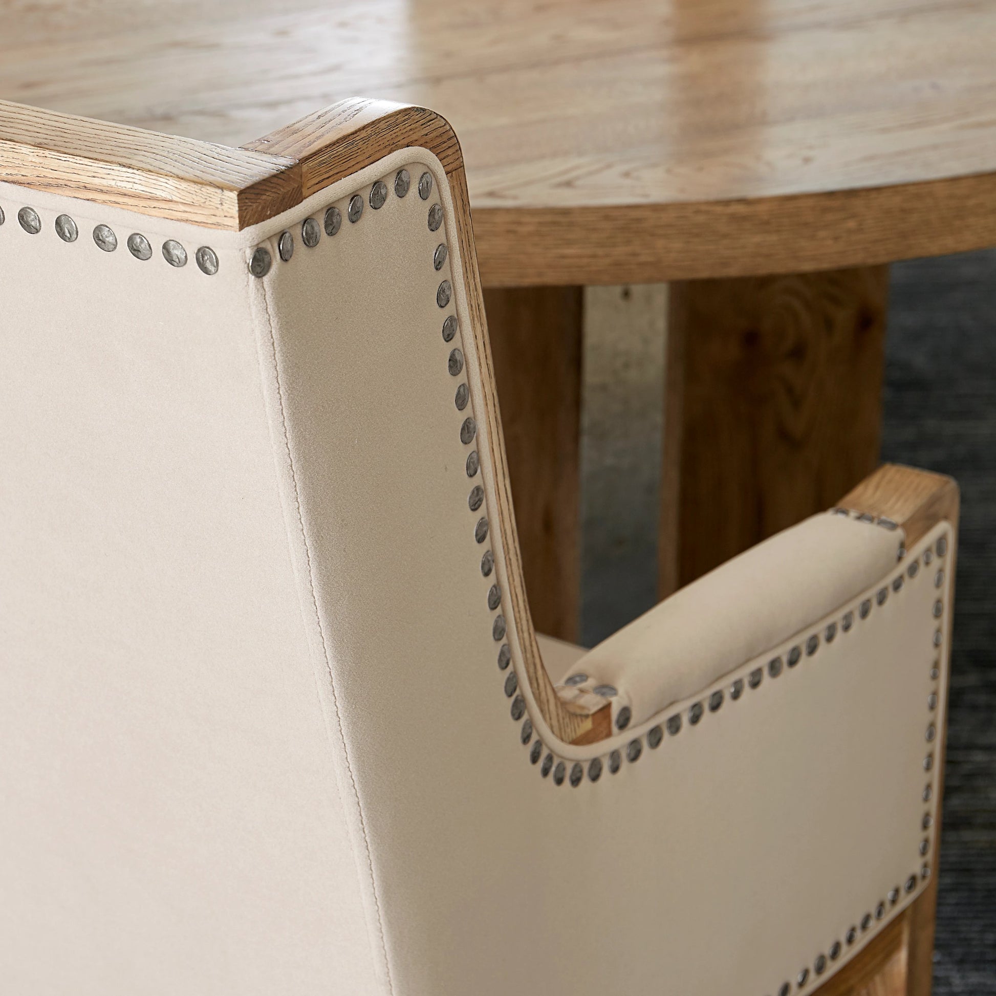 Passage Host Chair by A.R.T. Furniture in beige and light oak. Made from ash solids with knotty oak veneers in a transitional style.