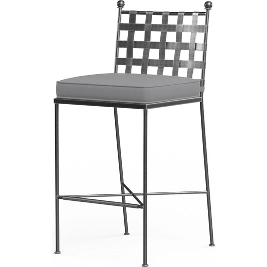 Provence Outdoor Barstool by Sunset West. Made from wrought iron in a modern style.
