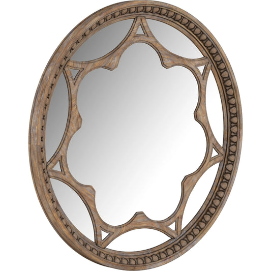 001 SI-2064912 | Primary Silo | Architrave Round Mirror by A.R.T. Furniture in almond. Made from pine solids and veneer, glass in a traditional style.
