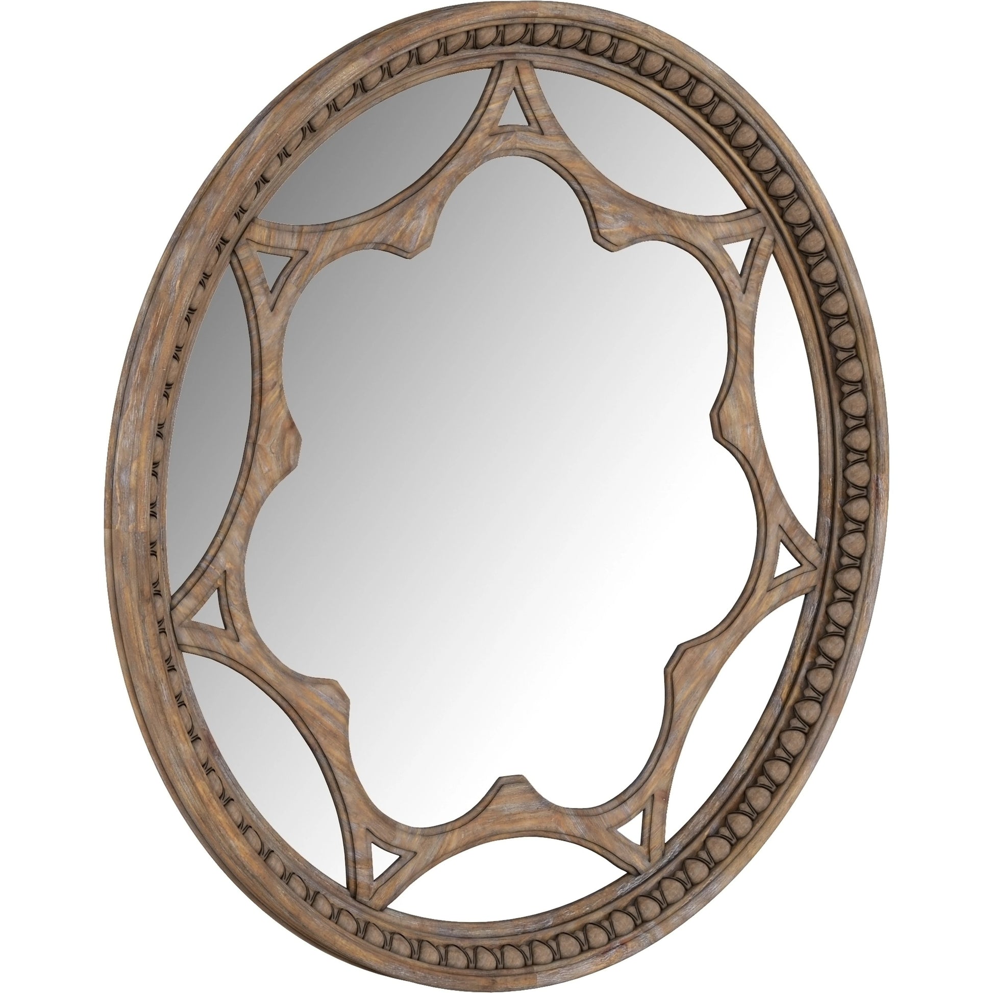 Architrave Round Mirror by A.R.T. Furniture in almond. Made from pine solids and veneer, glass in a traditional style.