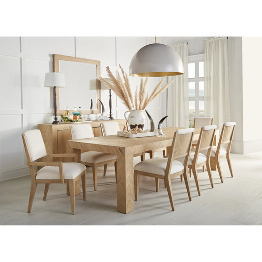 Garrison Side Chair by A.R.T. Furniture in washed oak, premise snow. Made from parawood solids with ash embossing, white oak veneers, foam, fabric in a modern style.