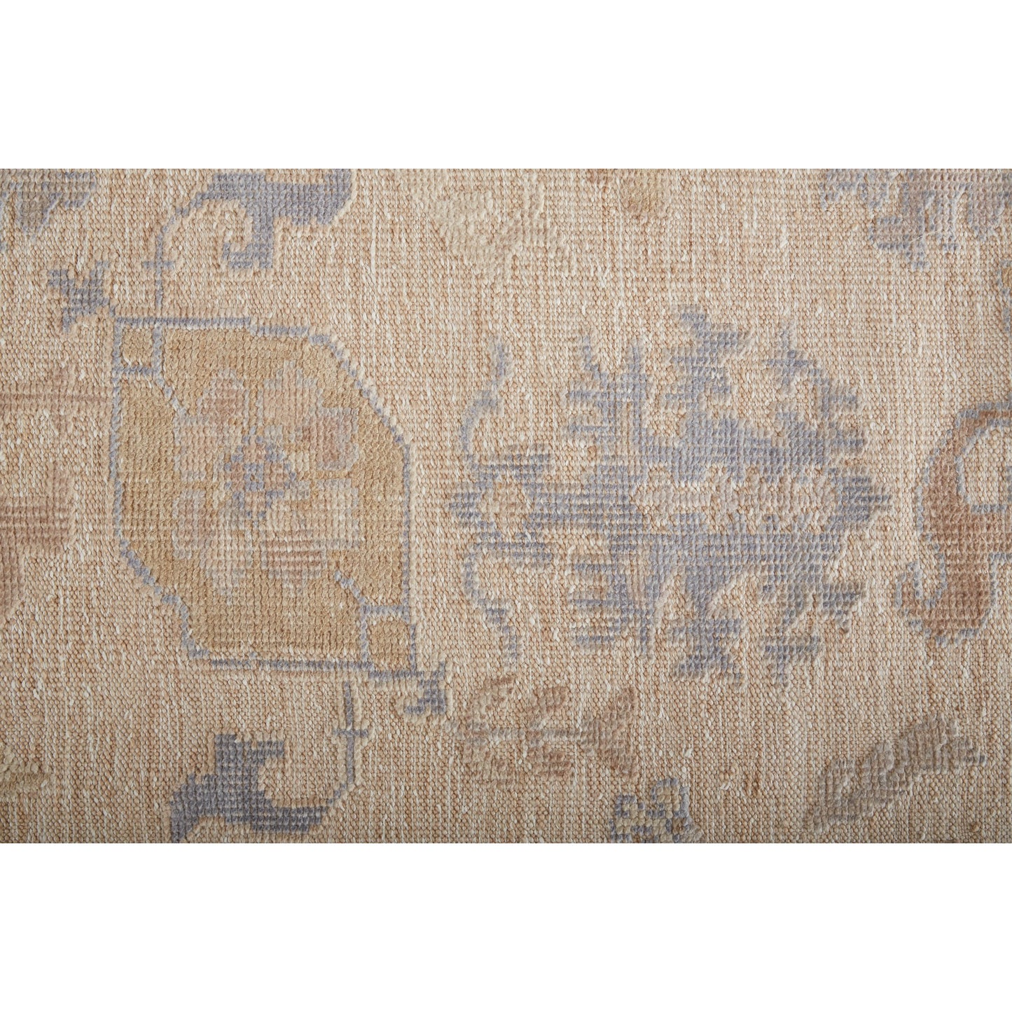 004 SI-1830397,SI-1830398,SI-1830399,SI-1830402,SI-1942965 | Closeup | Wendover Transitional & Botanical Rug - 6862F by Feizy in tan, orange, blue. Made from pet in a unique style.