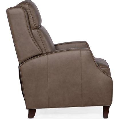 Tricia Manual Push Back Recliner by Hooker Furniture in aspen lenado. Made from leather, aspen lenado (finished top grain) in a traditional style.
