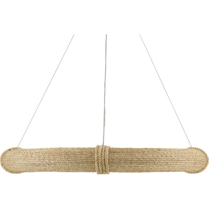 Portmeirion Chandelier by Currey and Company in satin black, abaca rope. Made from wrought iron, abaca rope in a coastal style.