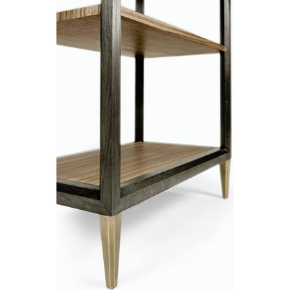 Hamilton Golden Amber Five-Tier Etagere by Jonathan Charles in brown and golden amber. Made from paldao veneer in a transitional style.