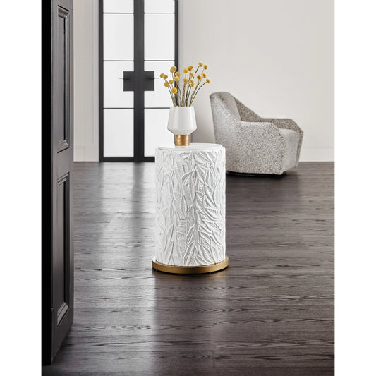 Melange Be-Leaf in Me Accent Table by Hooker Furniture in white. Made from resin, quartz in a modern style.