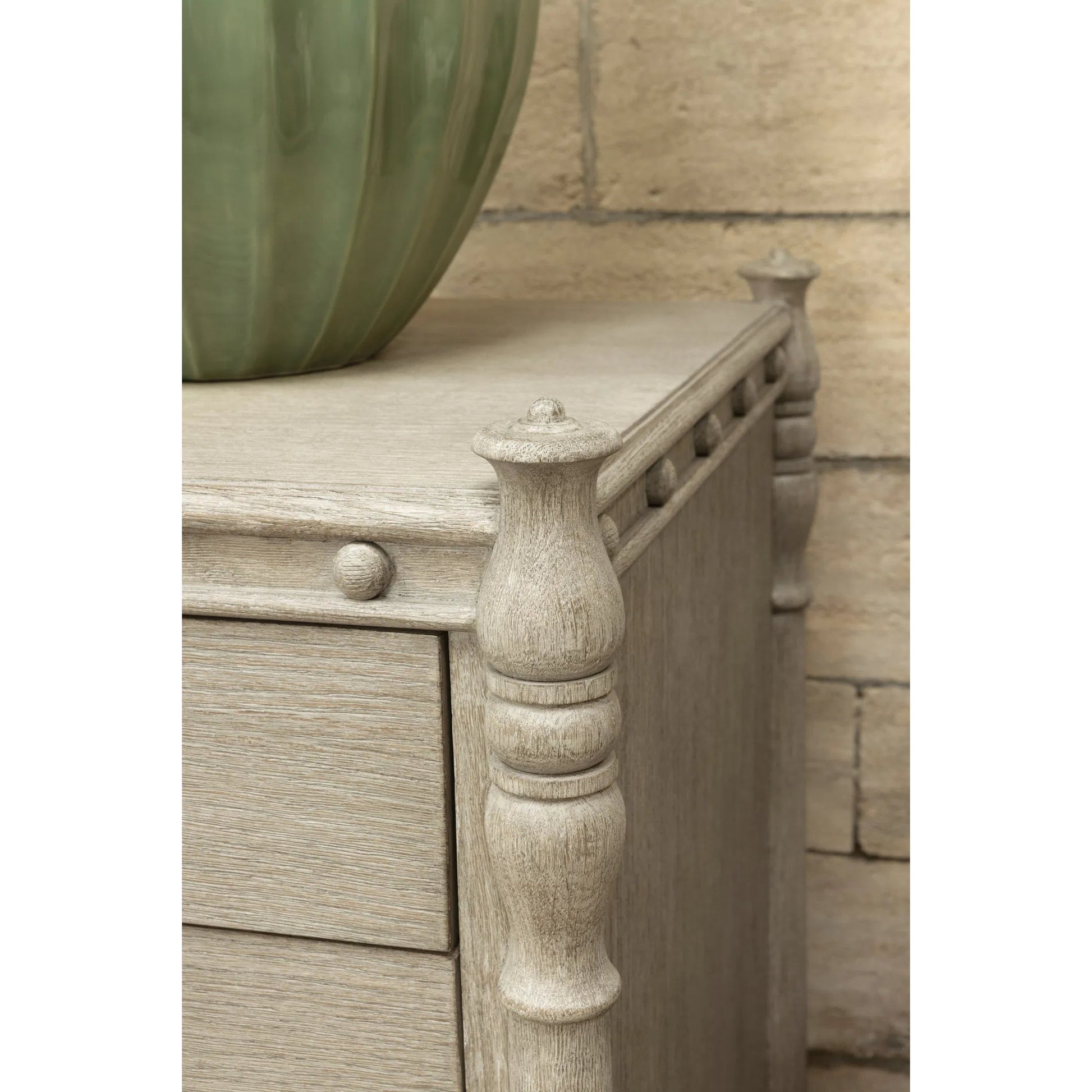 Morris Dresser by Jonathan Charles in grey and greyed oak. Made from oak, oak veneer, aluminum, sycamore veneer in a traditional style.