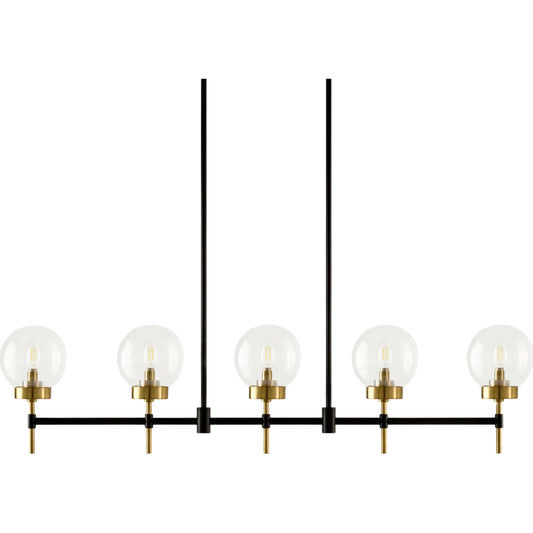 Wakre Chandelier by Surya in black, gold, clear, black and painted, electroplated. Made from iron, glass in a unique style.