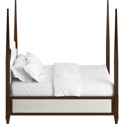 Eave Upholstered Bed by A.R.T. Furniture in off-white and hazelnut. Made from poplar, parawood solids, walnut veneer in a traditional style.