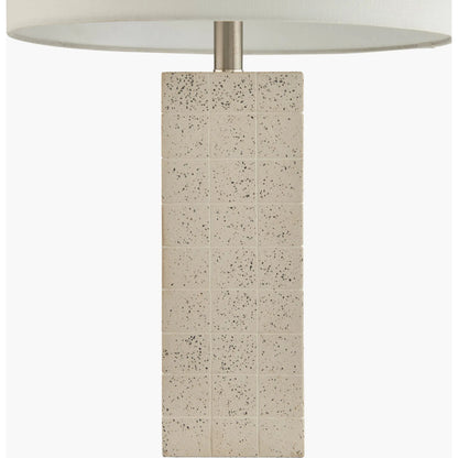 Wilde Accent Table Lamp - 524588 by Livabliss in body: white, metallic - nickel, shade: white, finial: metallic - nickel, harp: metallic - nickel, cord: translucent and hand finishedplatedplated. Made from cement, metal, cotton i