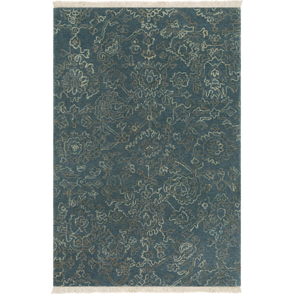 Wilmington Rug - 23236 by Surya in dark blue, teal, oatmeal, light brown. Made from 100% wool in a unique style.
