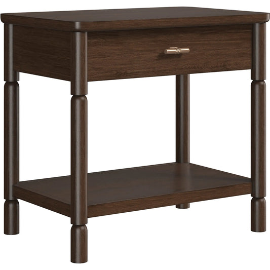 Verge Open Nightstand by A.R.T. Furniture in handcrated walnut. Made from poplar solids, flat cut walnut veneers in a unique style.