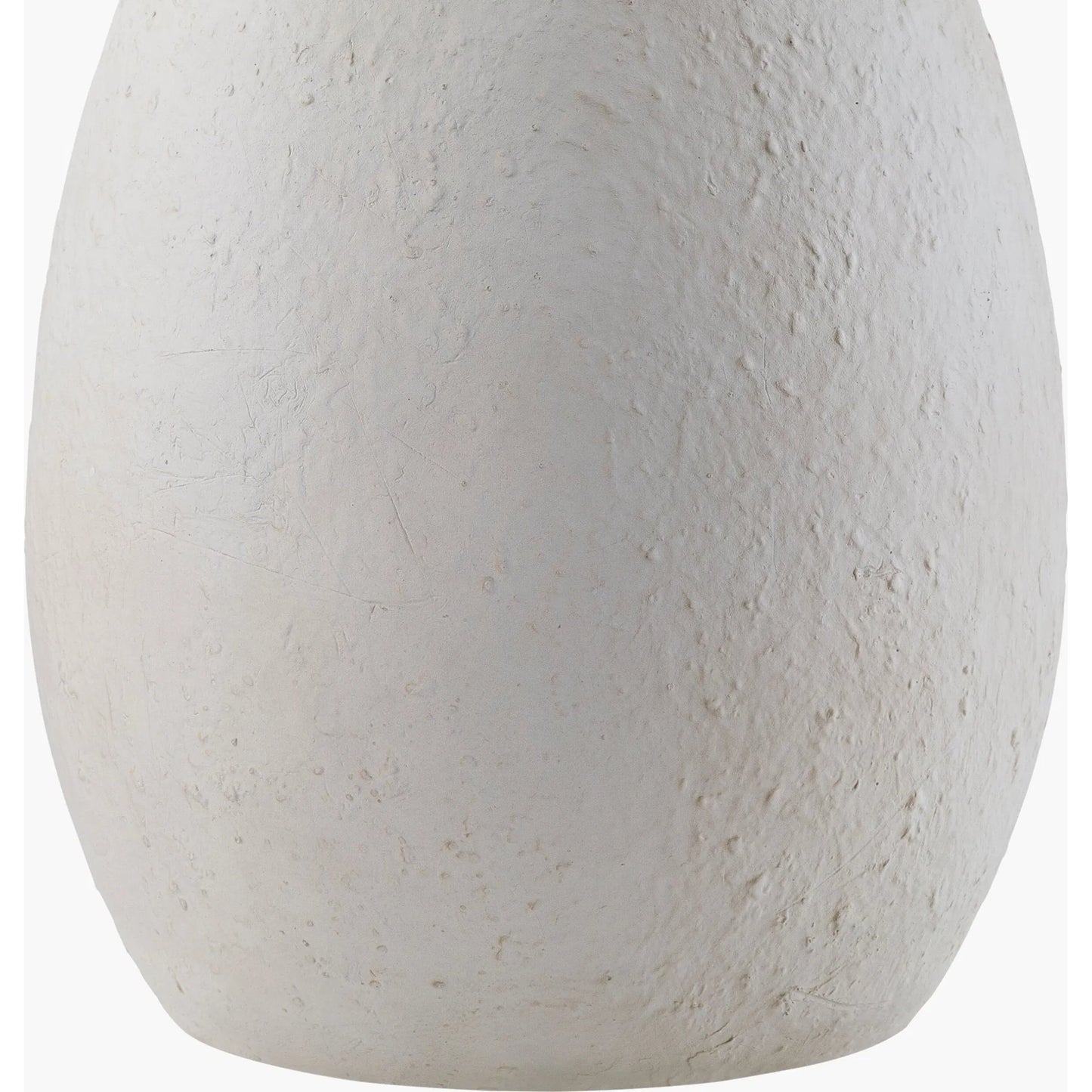 002 SI-2054054 | Closeup | Wailea Table Lamp by Surya in white, translucent, metallic nickel and hand finished. Made from body: cement, metal, shade (outside): cotton, finial: metal in a modern style.