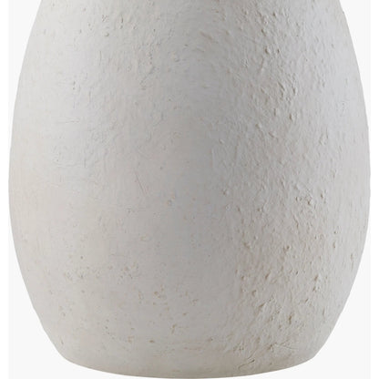 Wailea Table Lamp by Surya in white, translucent, metallic nickel and hand finished. Made from body: cement, metal, shade (outside): cotton, finial: metal in a modern style.