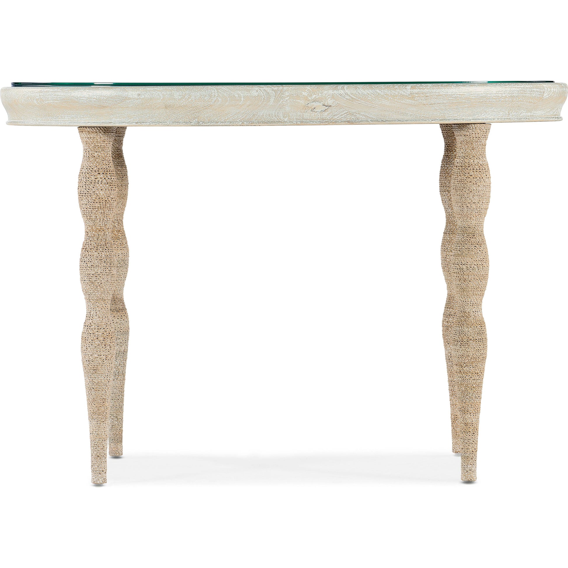Serenity Shoal Writing Desk by Hooker Furniture in surf. Made from oak veneers, rope, printed glass in a cottage & farmhouse style.