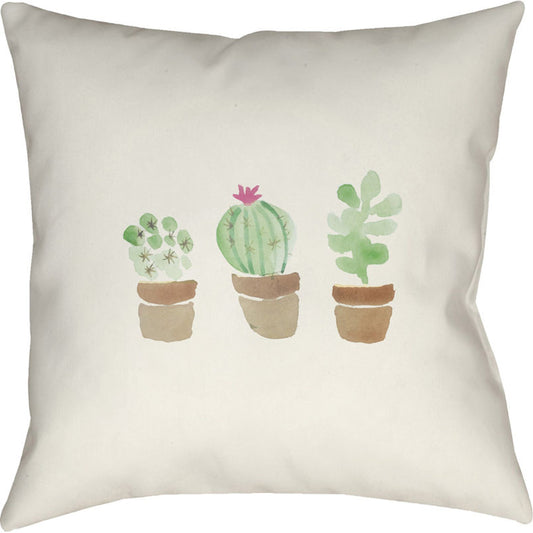 Tres Flores Pillow - 29919 by Livabliss in neutral, green, brown. Made from front: 100% polyester, back: 100% polyester in a modern style.