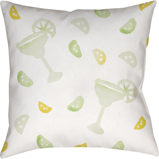 Margarita Pillow - 20123 by Livabliss in green, neutral, yellow. Made from front: 100% polyester, back: 100% polyester in a modern style.