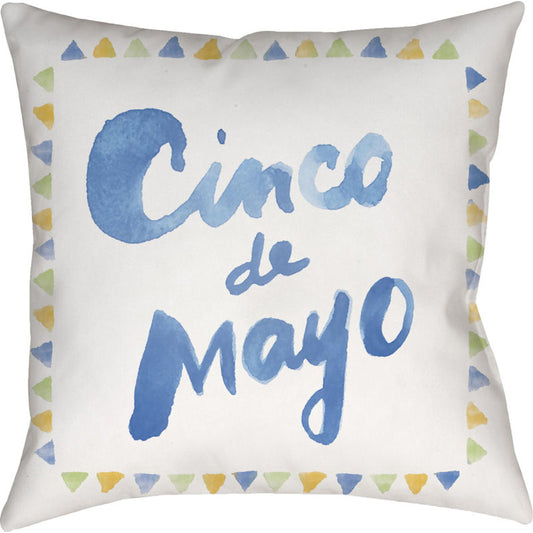 Cinco Pillow - 11034 by Livabliss in neutral, blue, green, yellow. Made from front: 100% polyester, back: 100% polyester in a modern style.
