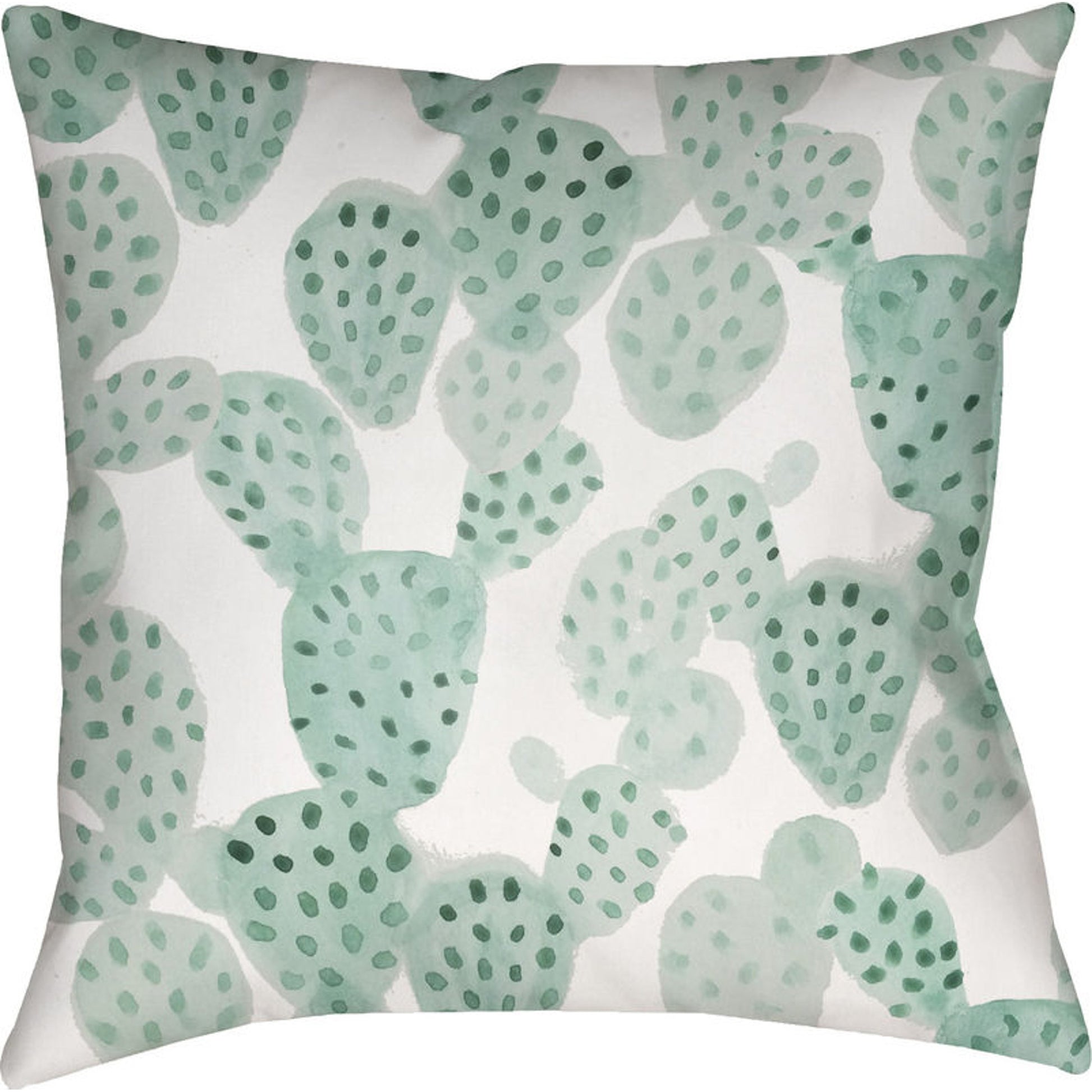 Prickly II Indoor/Outdoor Pillow by Livabliss in green, neutral. Made from front: 100% polyester, back: 100% polyester in a modern style.