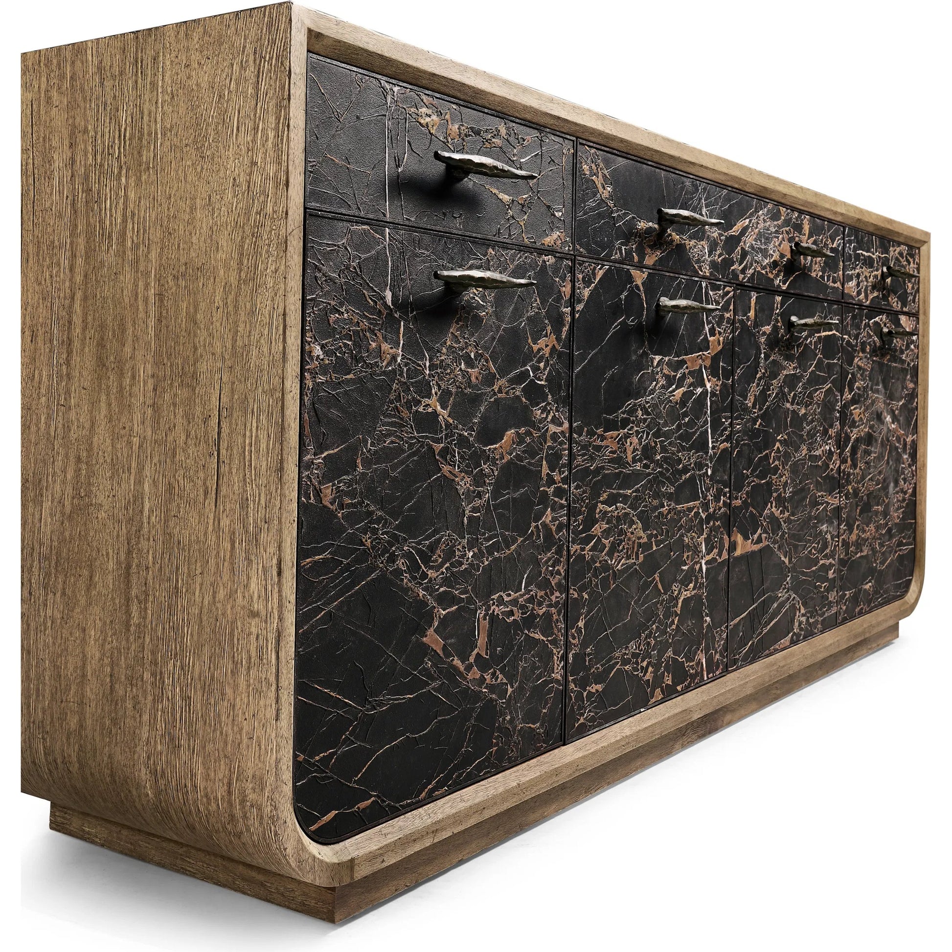 Stone Ridge Marble Credenza by Jonathan Charles in tully light acacia. Made from acacia in a modern style.