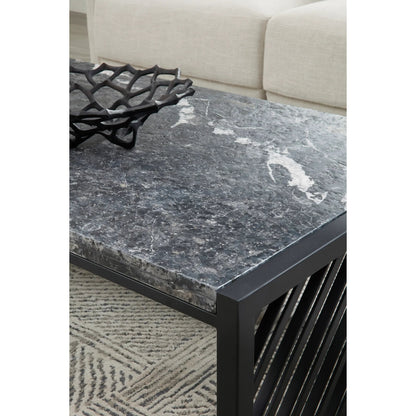 Modern Industrial Stone Top Cocktail Table by Pulaski Furniture in black. Made from stone in a modern style.