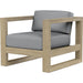 Coastal Outdoor Teak Club Chair by Sunset West. Made from teak in a modern style.