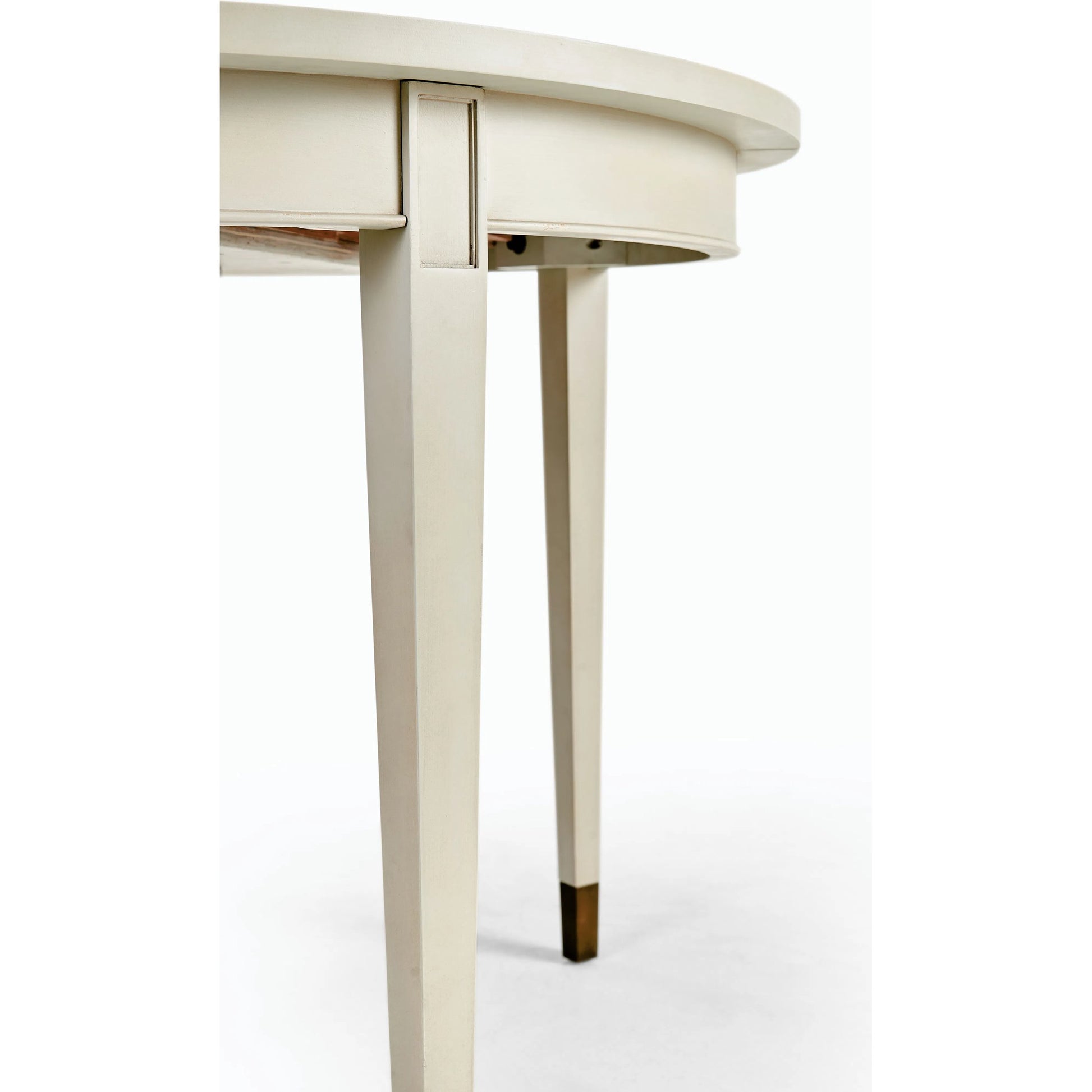 Timeless Synodic Swedish Dining Table by Jonathan Charles in london mist. Made from acacia, brass in a unique style.