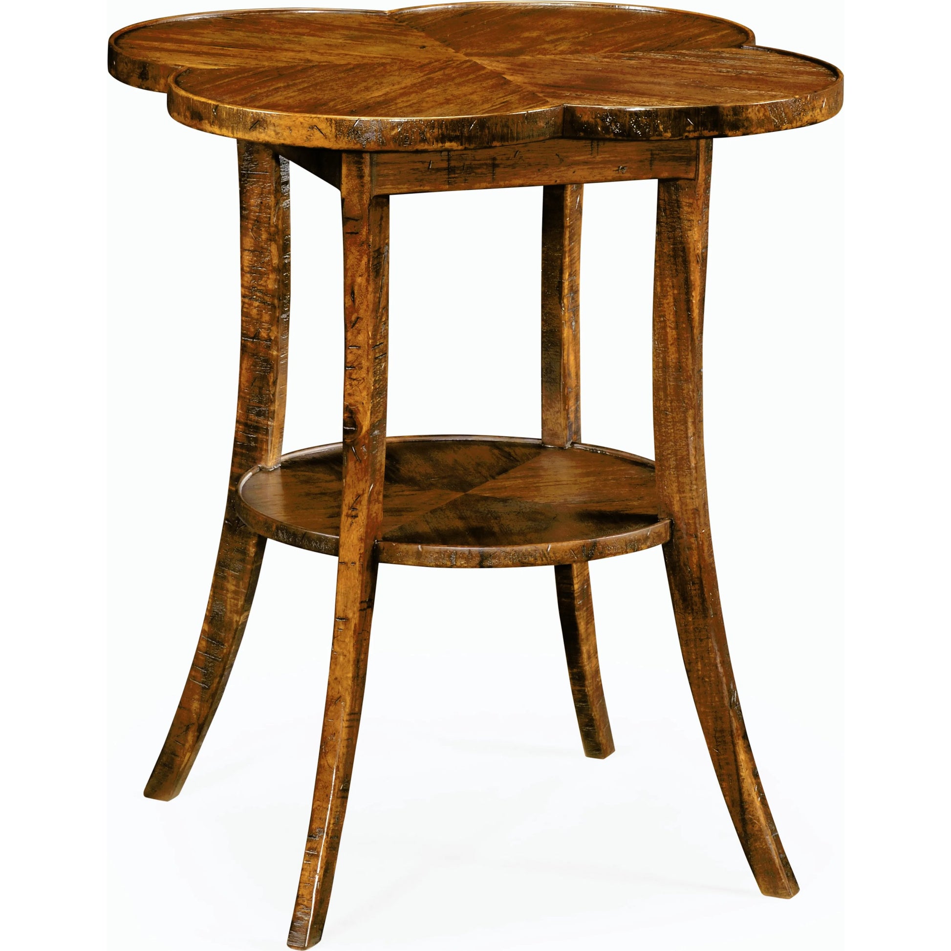Casual Accents Country Walnut Quatrefoil Accent Table by Jonathan Charles. Made from acacia in a traditional style.