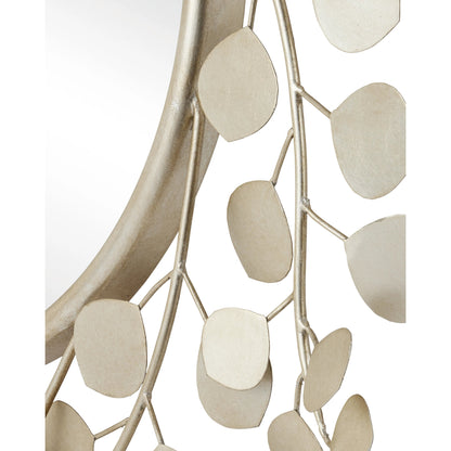 Lunaria Mirror by Currey and Company in contemporary silver leaf, mirror. Made from wrought iron, glass in a modern style.