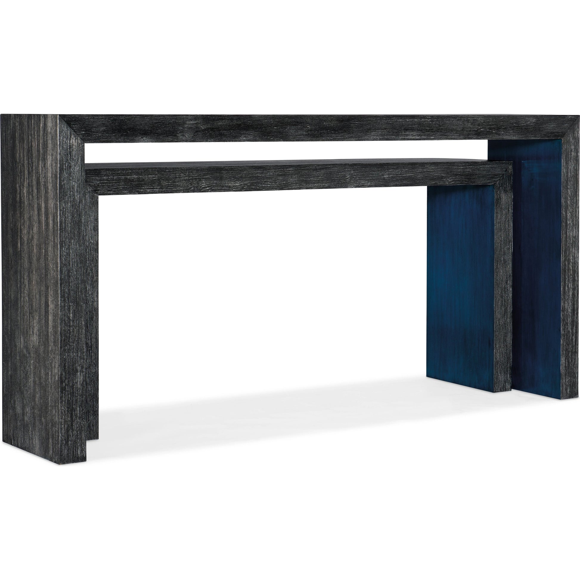 Melange Halen Nesting Sofa Tables by Hooker Furniture in black, blue. Made from pine, maple veneers in a modern style.