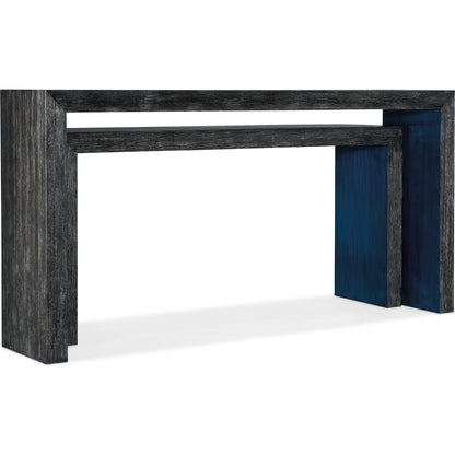 Melange Halen Nesting Sofa Tables by Hooker Furniture in black, blue. Made from pine, maple veneers in a modern style.