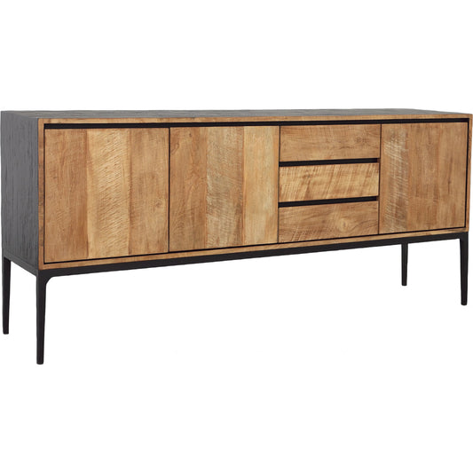 Cabot Sideboard by Arch & Plane in natural wood, black. Made from teak wood, iron in a unique style.