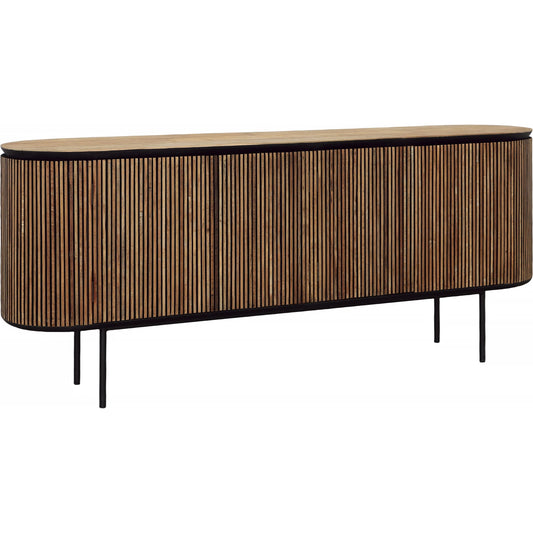 Dabney Sideboard by Arch & Plane in natural wood wash, black. Made from teak wood, iron in a unique style.