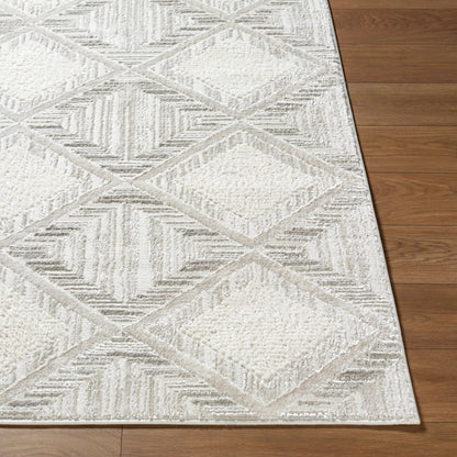 Wolly WOY-2302 Rug by Livabliss in ivory, light gray, white, medium gray, cream. Made from polypropylene, polyester in a unique style.