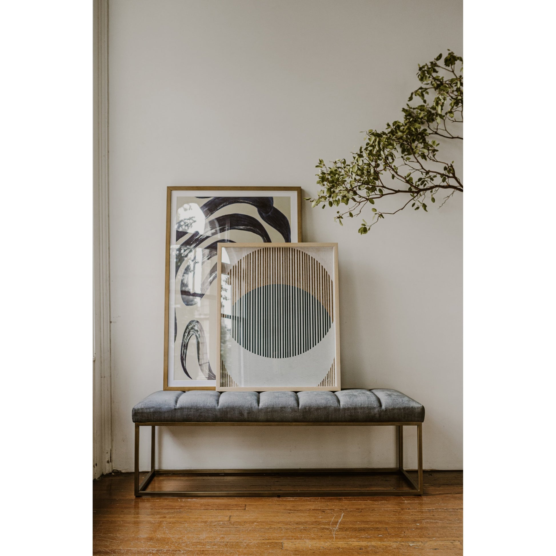 Delight Abstract Print by Moe's Home Collection in multicolor. Made from ink print on paper, glass, wood stretchers in a transitional style.