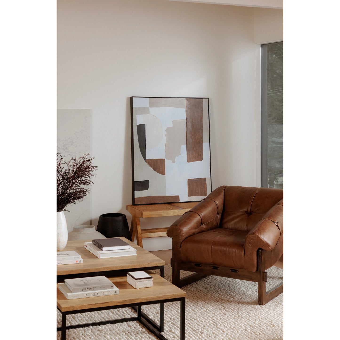 007 SI-1985223 | Lifestyle | Fina 2 Wall Decor by Moe's Home Collection in black. Made from ink print on canvas, black polystyrene frame, pine stretchers in a modern style.