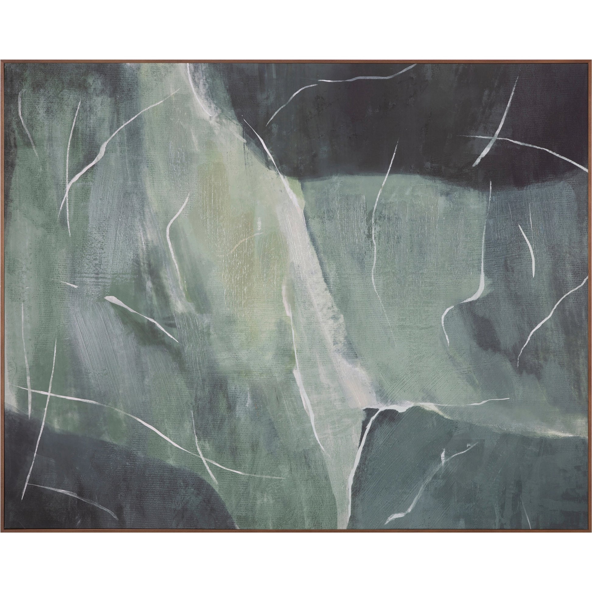 Impression Framed Painting Verdant Palette by Moe's Home Collection in warm pine. Made from print on canvas, pine frame in a modern style.