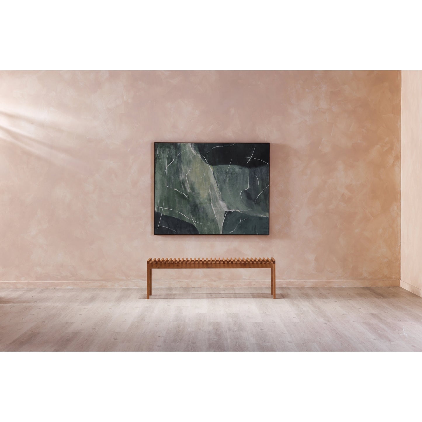 008 SI-1985270 | Lifestyle | Impression Framed Painting Verdant Palette by Moe's Home Collection in warm pine. Made from print on canvas, pine frame in a modern style.