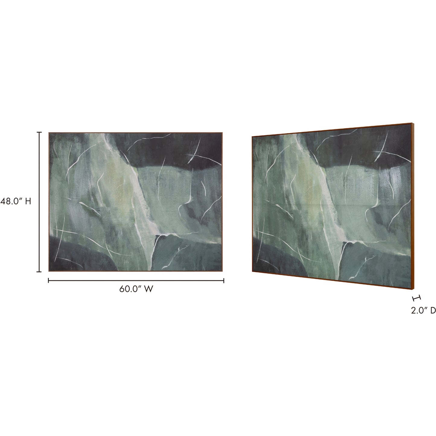 002 SI-1985270 | Additional Silo | Impression Framed Painting Verdant Palette by Moe's Home Collection in warm pine. Made from print on canvas, pine frame in a modern style.