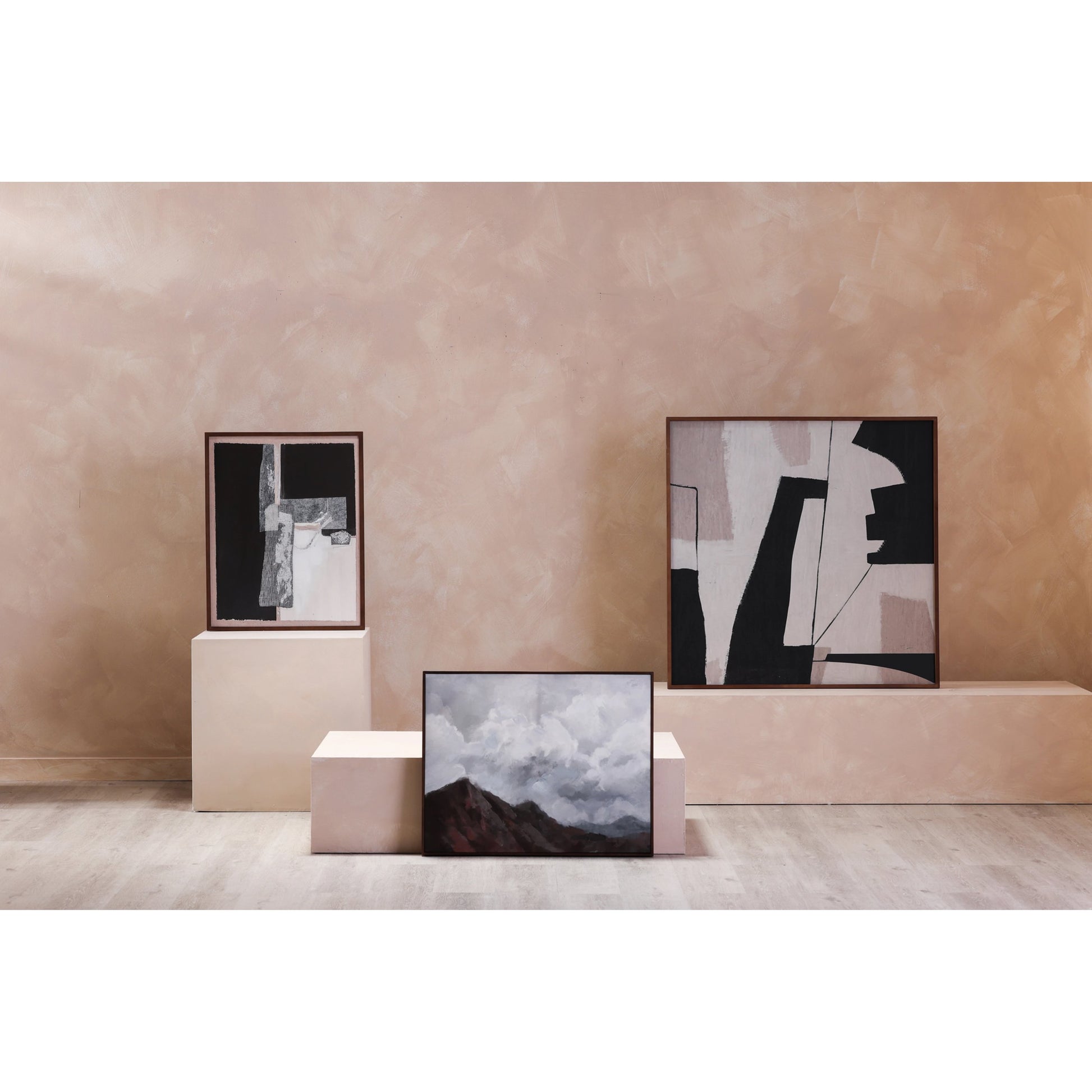 Nostalgia Framed Painting Warm Palette by Moe's Home Collection in brown. Made from print on canvas, pine frame in a modern style.