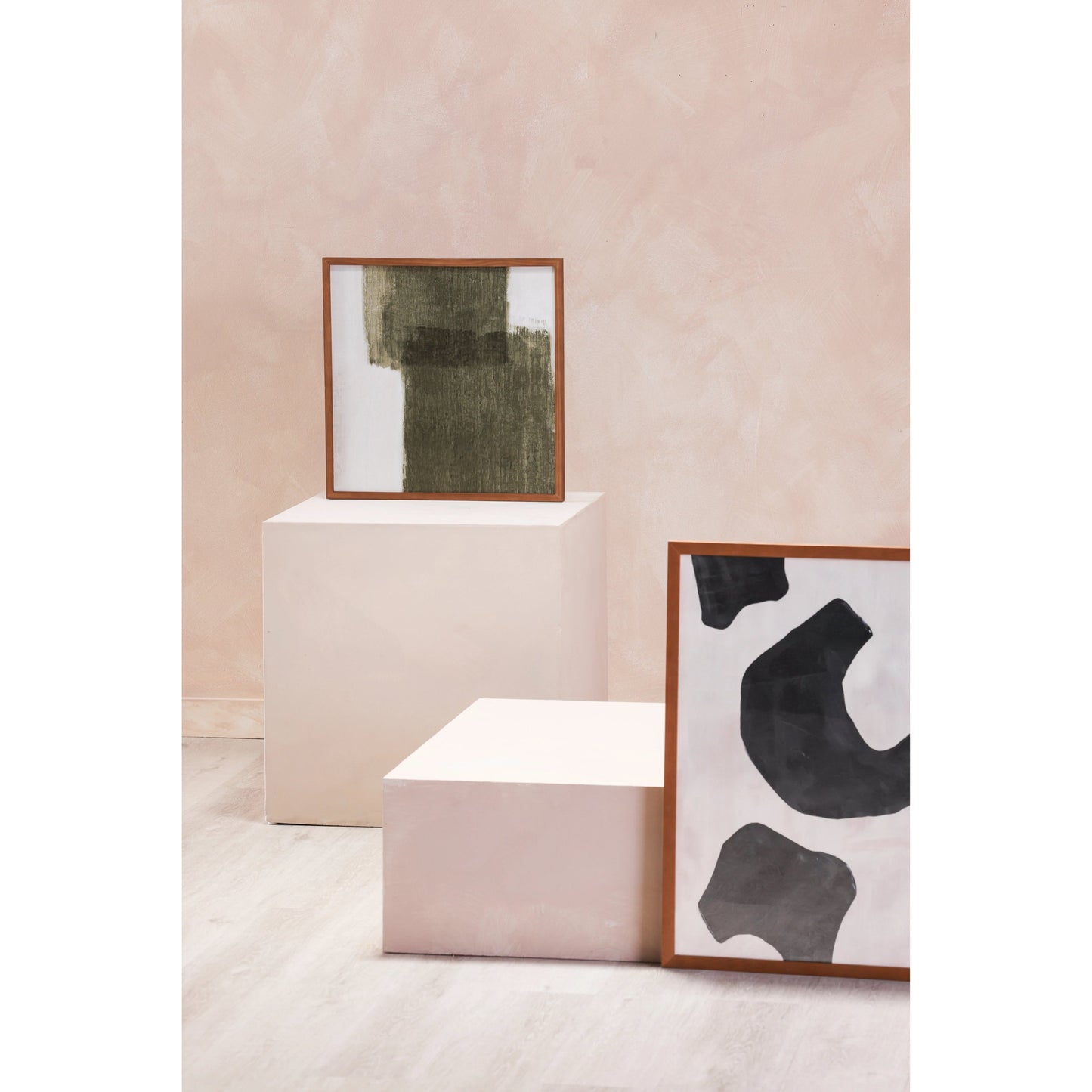 002 SI-1985179 | Lifestyle | Brush Framed Painting by Moe's Home Collection in natural pine. Made from print on canvas, pine frame in a modern style.