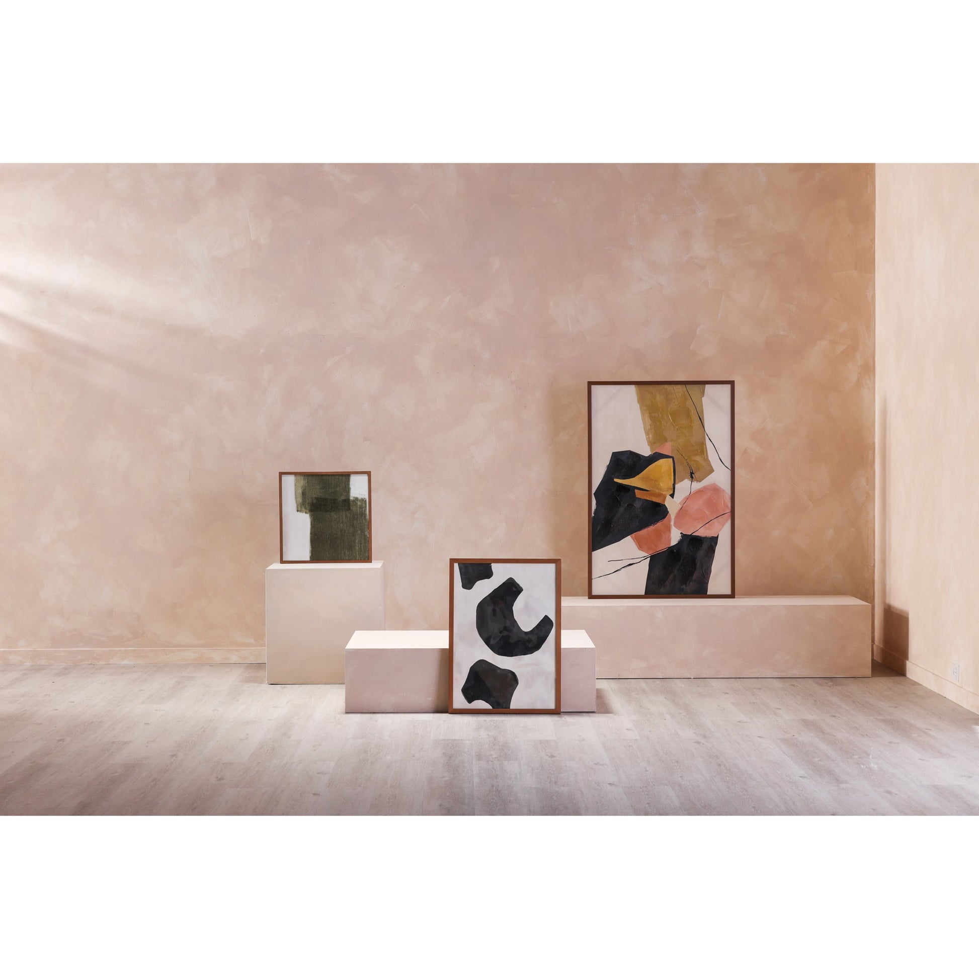 Brush Framed Painting by Moe's Home Collection in natural pine. Made from print on canvas, pine frame in a modern style.