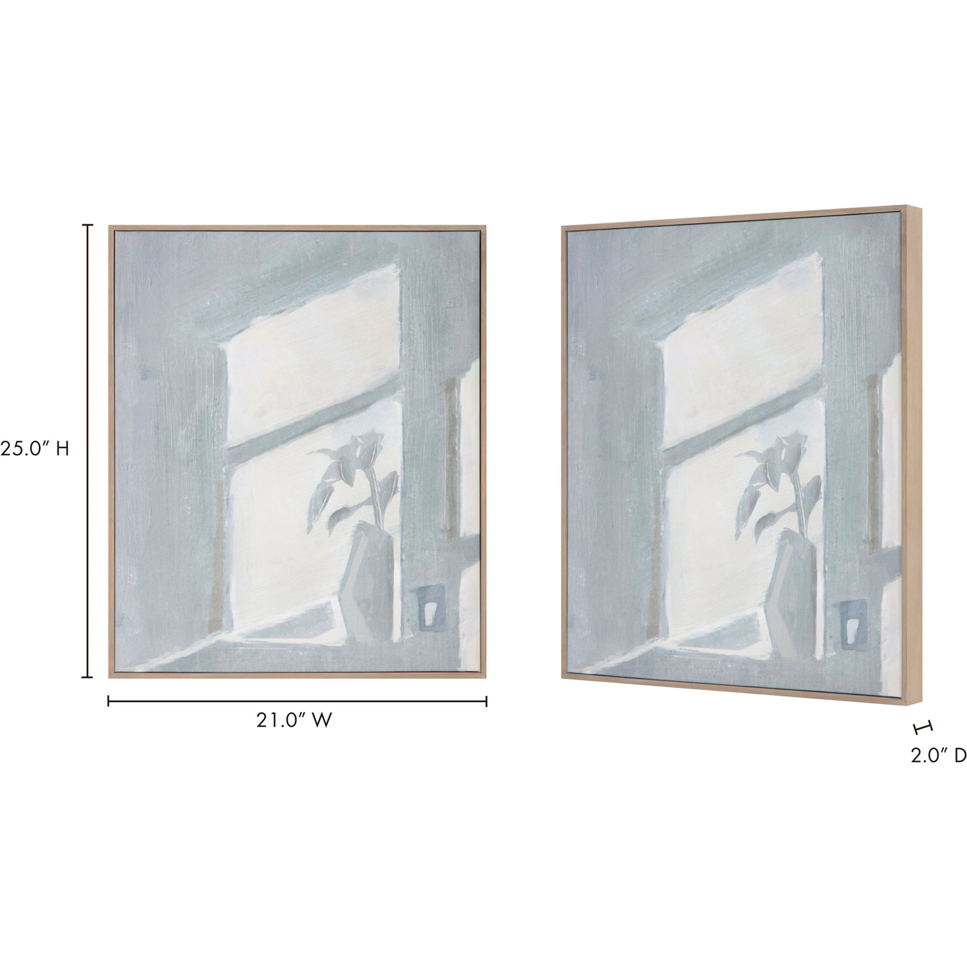 Morning Light Framed Painting by Moe's Home Collection. Made from polyester canvas, acrylic paint, fir back support board, metal frame in a modern style.