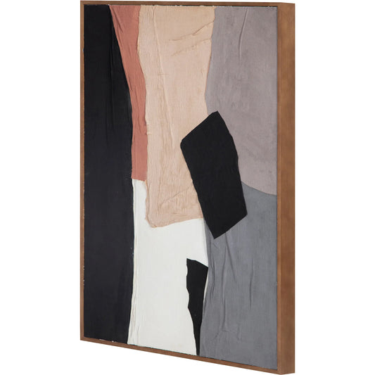 Moda 1 Framed Painting by Moe's Home Collection. Made from design painted on canvas, canvas stretched over pine wood, brown pine wood frame in a unique style.