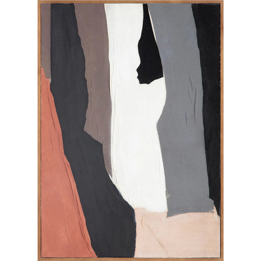 Moda 2 Framed Painting by Moe's Home Collection. Made from design painted on canvas, canvas stretched over pine wood, brown pine wood frame in a unique style.